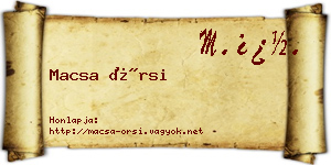 Macsa Örsi névjegykártya